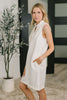High Tide High Neck Embossed Sleeveless Dress in Off White