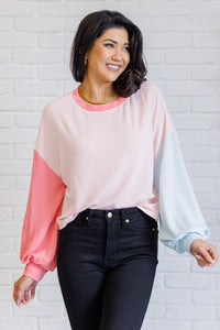 Hit Me With Your Best Shot Colorblock Top in Light Pink