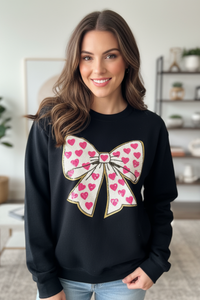 Hot Pink Heart Bow Sequin Sweatshirt