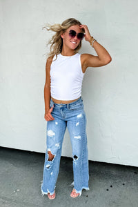 PREORDER- DREW DISTRESSED DAD JEANS