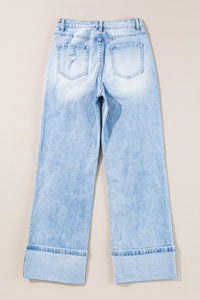 Pre Order - Light-Wash Distressed Flare Jeans