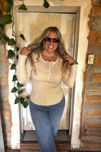 PREORDER- ROSIE LACE HENLEY TOP