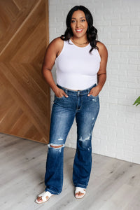 Judy Blue Mila Full Size Mid Rise Hand Sand & Destroy Bootcut Jeans