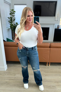 Judy Blue Mila Full Size Mid Rise Hand Sand & Destroy Bootcut Jeans