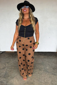 PREORDER- MOCHA DOT DENIM JEANS