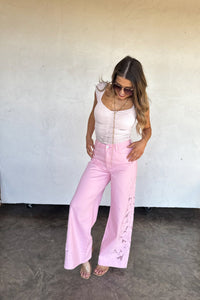 LIMITED TIME RELEASE- SUMMER FLORAL CHARM WIDE LEG JEAN