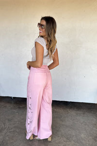 LIMITED TIME RELEASE- SUMMER FLORAL CHARM WIDE LEG JEAN