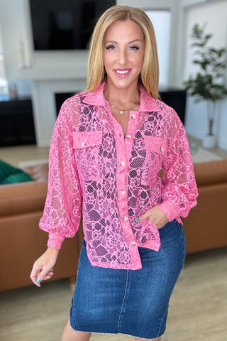 Petals on the Moon Flutter Sleeve Blouse in Royal Pink