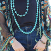Blue Chunky Turquoise Feather Beaded Bracelet 809m