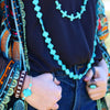 **Long Turquoise Beaded Cross Necklace 258L