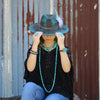 Long Boho Turquoise Beaded Necklace  248c