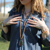 Bohemian Beaded Jasper Necklace with Ocean Agate Pendant 245u
