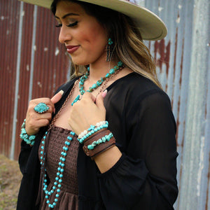 Blue Turquoise Stackable Stretch Beaded Bracelet 800u