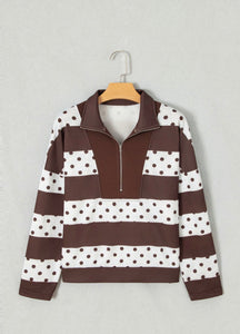 Pre Order -Stripe Polka Dot Quarter Zip
