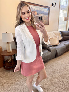 Twist Detail French Terry Dress In Mineral Wash Marsala