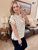 Ivory and Black Striped Ribbon Knit Top