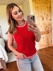 Red Crochet Sleeveless Sweater