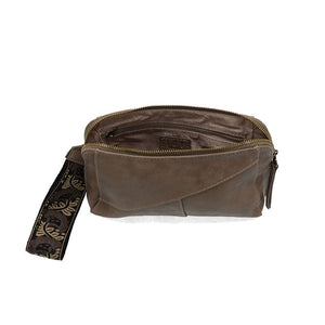 Joy Susan Gigi Crossbody with Woven Wrist Strap in Dark Pine Green