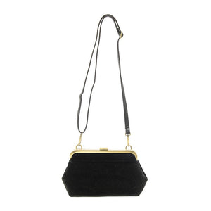 Joy Susan Velvet Vivie Frame Lock Convertible Crossbody/Wristlet in Black