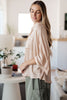 In Your Thoughts Oversized Dolman Sleeve Top in Champagne