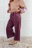 In or Out Wide Leg Cropped Pants in Eggplant