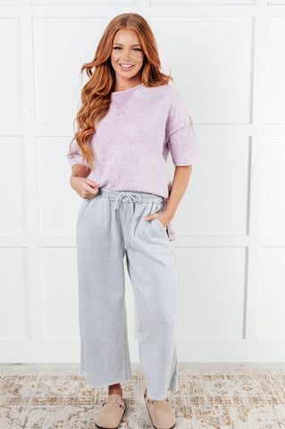 Lysa Satin Stripe Lounge Pants in Smoky Navy