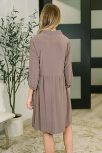 Inspire Collared Neck Dress in Mocha