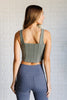 It's All About the Balance Twill Square Neck Crop Top in Dusty Olive