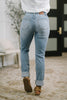Aiden High Rise Patch Pocket Distressed Boyfriend Jeans