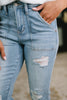 Aiden High Rise Patch Pocket Distressed Boyfriend Jeans