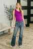 Jackie Mid Rise Flare Jean with Front Flap Pockets