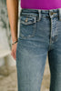 Jackie Mid Rise Flare Jean with Front Flap Pockets