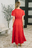 Keep You Coming Balloon Sleeve Tiered Dress in Red