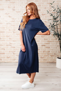 Keeping It Chill Drop Shoulder Dress in Dark Night