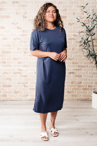 Keeping It Chill Drop Shoulder Dress in Dark Night