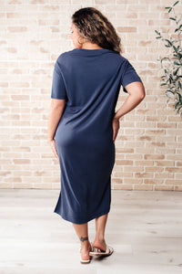 Keeping It Chill Drop Shoulder Dress in Dark Night