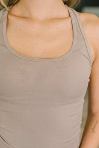 Keeping it Cool Scoop Neck Tank in Ash Mocha