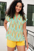 Lizzy Cap Sleeve Top in Lime and Emerald Multi Stripe