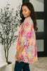 Lizzy Cardigan in Pink and Orange Floral Abstract
