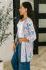 Lizzy Cardigan in Teal and Pink Floral Abstract