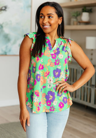 Lizzy Top in Magenta and Lime Palm
