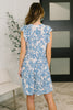 Lizzy Flutter Sleeve Dress in White and Blue Floral