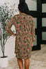 Lizzy Long Sleeve Dress in Olive Paisley