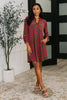 Lizzy Long Sleeve Dress in Pink and Olive Abstract Floral