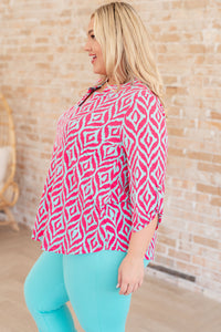 Lizzy Top in Mint and Pink Ikat