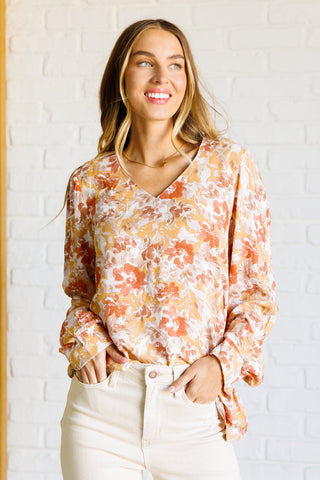 Lizzy Top in Coral and Magenta Painted Floral