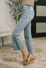Mckaylee Mid Rise Kick Flare Jeans with Frayed Hem