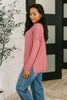 Mellow Mood Heathered Pullover in Dark Red