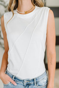 New Normal Pleat Detail Sleeveless Top in White