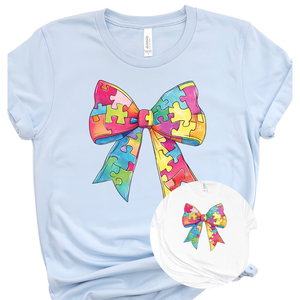 Autism Puzzle Piece Bow TEE